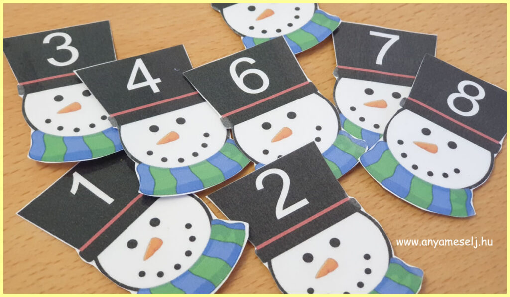 Hóember számoló - otthon elkészíthető játék ovisoknak - hóember fejek