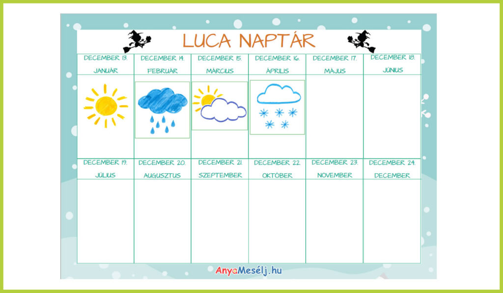 Luca nap - mesés időtöltés otthon - naptár