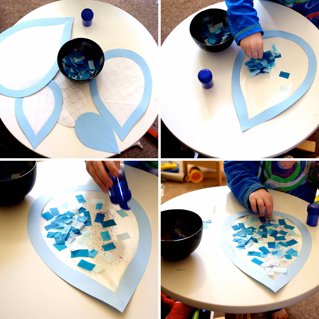 💧✂🤲 Kreatív, játékos ötlet a közelgő víz világnapja alkalmából 🙂

Készítsetek kisebb-nagyobb vízcseppeket, majd kockázzatok több féle kék papírt és mozaiktechnikával díszítsétek ki a cseppeket 🙂 A játék közben ügyesednek a kezek, a szem-kéz koordináció 🙂

#vízvilágnapja #ötlet #alkotnivaló #ovisoknak #anyamesélj